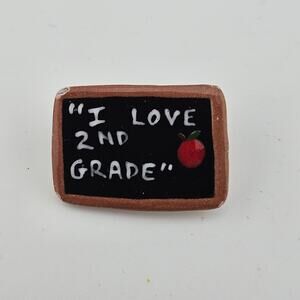 Blackboard Brooch Pin I Love 2nd Grade Chalkboard Retro Country Teacher Gift